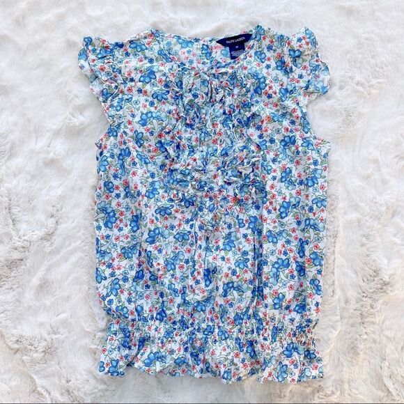 Ralph Lauren Other - Ralph Lauren Ruffle Sleeveless Floral Top Girl’s 16
